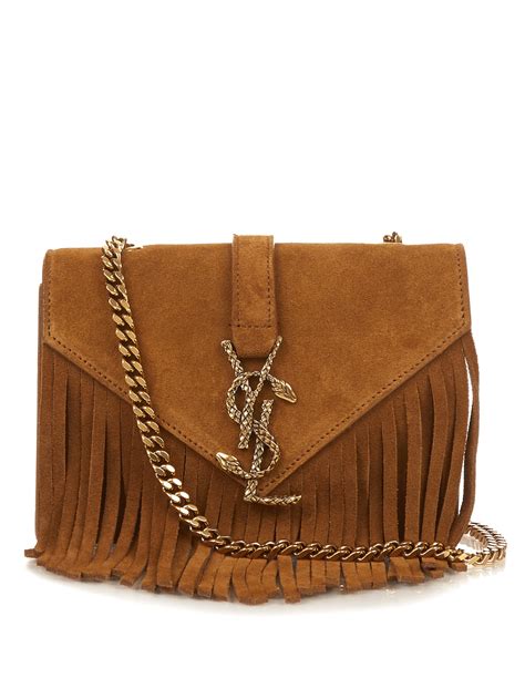 brown suede ysl bag